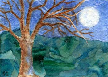 "Super Moon" by Sandy Isely, Ashland WI - Watercolor & Collage